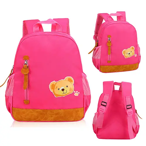 Cute Children's Backpack with Faux Leather Accents and Customizable Logo